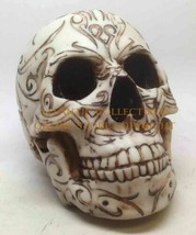 Ebros Bone Gothic Tribal Tattoo Phoenix Skull Figurine 6.5&quot; Long Cranium Head - £25.88 GBP