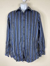 Zagiri Men Size S Blue Vertical Striped Button Up Shirt Long Sleeve - $8.85