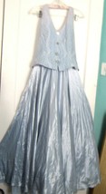 Dollar Lace &amp; Silky Blue Polyester Halter Dress Size L w/Rhinestone Butt... - £59.95 GBP