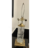 Vintage Dresden Double Table Lamp Cut Etched Crystal Floral &amp; Brass - £95.07 GBP