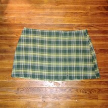 BP Skirt Green Veronika Plaid Women Size 3X Front Slit Zipper Closure - $27.13