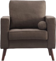 Cinnic Modern Accent Room Sofa Chair, Mid-Century Arm Chair, Linen, Chair, Brown - £324.08 GBP