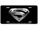 Superman Inspired Art Gray on Black FLAT Aluminum Novelty Auto License T... - £14.17 GBP
