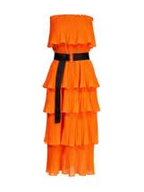 Women Dewave Ha07 Pleated Ruffle Strapless Midi Dress - £156.53 GBP