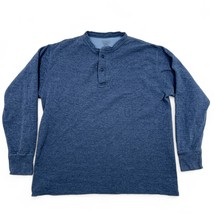 LL Bean River Driver Mens XL Blue Long Sleeve Henley Dual Layer Wool Blend - £21.58 GBP