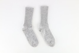 Vintage 70s Streetwear Wool Blend Knit Winter Boot Socks Heather Gray Me... - $54.40