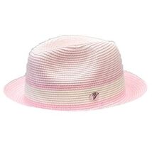 Men's Bently Semi Crushable Fedora Briad Straw Hat Dante DA220 Pink/White image 2