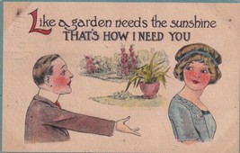 Like A Garden Needs Sunshine That&#39;s How I Need You 1916 Perry Iowa Postcard C32 - £2.38 GBP