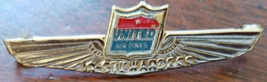 Vintage UNITED AIRLINES Junior Stewardess Silver Kiddie Metal Lapel Pin, Kinney - £15.76 GBP
