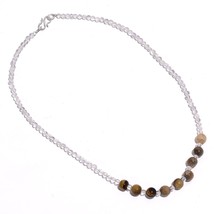 Natural Tiger Eye Crystal Gemstone Mix Shape Smooth Beads Necklace 18&quot; UB-5876 - £8.66 GBP