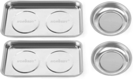 4-Piece Large Magnetic Parts Tray Set, Stainless Steel Heavy Duty 9.5&quot; W... - $27.10