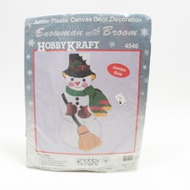 Vintage Snowman With Broom Canvas Needlepoint Kit Door Decoration #4546 - £11.18 GBP