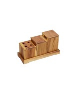 , Eleganto, 3 Piece, Teak Wood Bathroom Amenities Set, Bath Amenity Set,... - $101.99