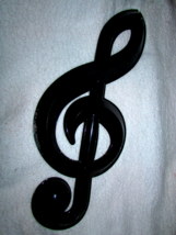 CLEF and 4 NOTES black plastic 2D sculpture wall mount (party bx) - $12.60