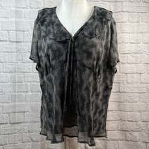 New York City Design Co Mujer 4XL Blusa Transparente Manga Corta Volante... - $35.55 CAD
