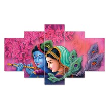 India at your Doorstep Celestial Union Stunning Radha Krishna Painting Enhance Y - £50.33 GBP