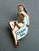 Chaff Gal Classic Nose Art Usaf Usa Lapel Pin Badge 5/8 X 1.25 Inches - £4.53 GBP
