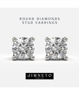 14K Gold Plated Silver Lab Moissanite Diamond Stud Earrings, Round 1.00 Ctw - £34.65 GBP