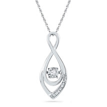 10k White Gold Round Diamond Moving Twinkle Solitaire Teardrop Pendant 1/20 - £136.21 GBP