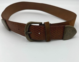 Genuine Suede Womens Belt Size Small Brown Antique Gold Tone Buckle - £11.81 GBP