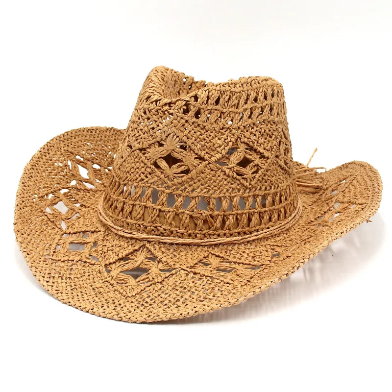 Unisex Fashion Solid Color Big Eaves Straw Hat - $30.00