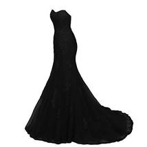 Women Sweetheart Mermaid Beaded Lace Long Prom Dresses Evening Gowns Black US 4 - £108.38 GBP