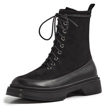ADBOOV Plus Size 35-43 Fashion Women Boots Lace-up Genuine Leather Winter Boots  - £62.01 GBP