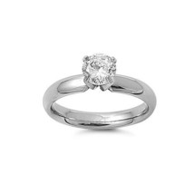 Round Cut Solitaire CZ Engagement Stainless Steel Ring Band 7mm 2 ct - $19.99