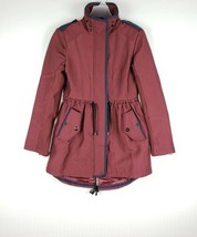 Sam Edelman Studded Military Style Women&#39;s Full Zip Burgundy Size M Trench Coat. - £63.19 GBP