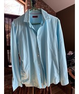 Mens Alfani  Size Large Teal Slim Fit  Long Sleeve Button Up Shirt - $189.99 MXN