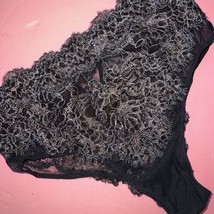 Victoria&#39;s Secret S HIGH-WAIST Panty BEIGE Black Gold Bronze Lace Mesh - £23.65 GBP