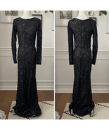 Betsy &amp; Adam Black Long Sleeve Formal Gown Sequins $550 4 - $1,677.12 MXN