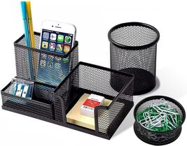 Pen Holder for Desk, Desk Organizers Set-3 Compartments Mesh Pencil Holder - $17.82