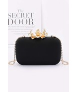 Big Metal Flower Satin Case Bag - Chic Evening Clutch with Bold Detail - $34.00