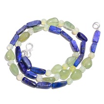 Natural Lapis Lazuli Aventurine Gemstone Mix Smooth Beads Necklace 17&quot; UB-4070 - £8.71 GBP