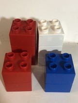 Lego Duplo 2x2 Lot Of 10 Pieces Parts Red White Blue - $8.90