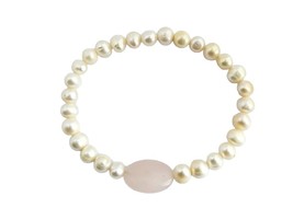 LAKHSMI Fresh Water Pearl Rose Quartz Bracelet Talisman - £31.81 GBP