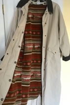 L L Bean XL PETITE Stone Canvas Duster Coat Zip Button-Out Sherpa Fleece... - £70.13 GBP