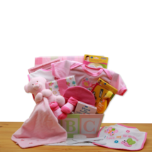 Easy as ABC New Baby Gift Basket - Pink - Baby Bath Set - Baby Girl Gift... - £65.15 GBP