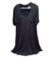 Onyx Nite Dress Evening Gown Black Sparkle Plus Size 22 Made in USA Vintage - £27.34 GBP