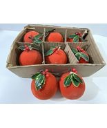 Vintage Lot Of 8 Red Flocked Round Christmas Ornaments With Holly Leaves... - $36.60 CAD