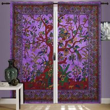 INDACORIFY Tie Dye Tree of Life Jungle Curtain Boho Window Treatment Set Door Ha - £22.13 GBP+