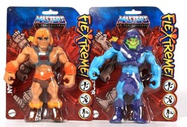 Mattel Flextreme Masters Of The Universe He Man &amp; Skeletor Stretch Figures - £31.23 GBP