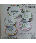 Gourmet Basics by Mikasa ~ Quirky Vegetable Pun ~ Porcelain ~ 5 Piece Se... - £58.83 GBP
