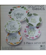 Gourmet Basics by Mikasa ~ Quirky Vegetable Pun ~ Porcelain ~ 5 Piece Se... - $102.30 CAD