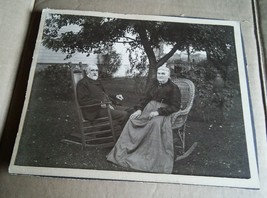000 Large Victorian Era Black &amp; White Old Couple Portrait Card Mount - £12.56 GBP