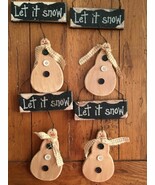 Christmas Snowman Ornaments Hand Painted Wood Farm House set of 4 - $21.44 CAD