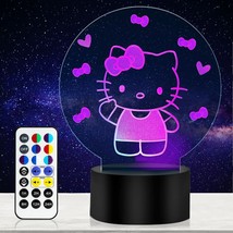 Dimmable Cat Night Light, 2 Patterns Kitten Lamp 16 Colors Changing Anime Charac - £15.97 GBP