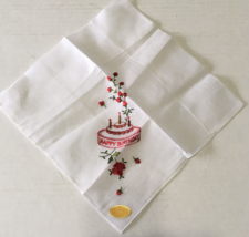 Vintage embroidered Happy Birthday handkerchief made in Switzerland ladi... - £15.77 GBP