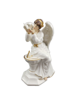 Grandeur Noel Porcelain Figurine Collector&#39;s Edition Holding Dove Gold Trim - £27.65 GBP